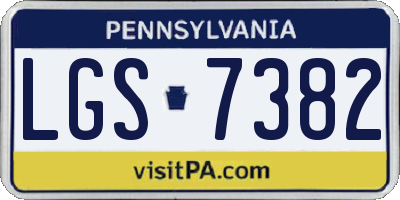 PA license plate LGS7382