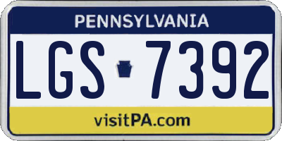 PA license plate LGS7392