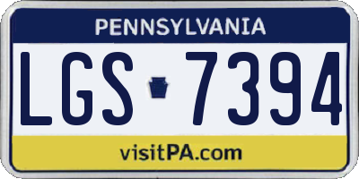 PA license plate LGS7394