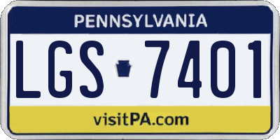 PA license plate LGS7401