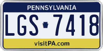 PA license plate LGS7418