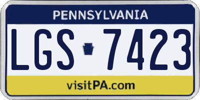 PA license plate LGS7423