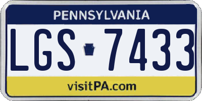 PA license plate LGS7433