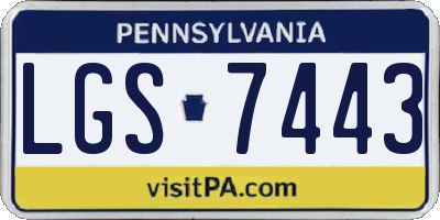 PA license plate LGS7443
