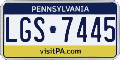 PA license plate LGS7445