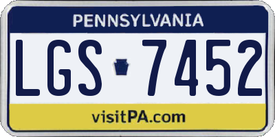 PA license plate LGS7452