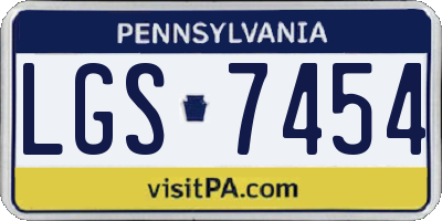 PA license plate LGS7454