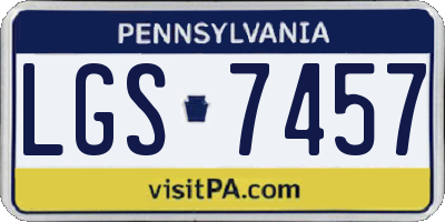 PA license plate LGS7457