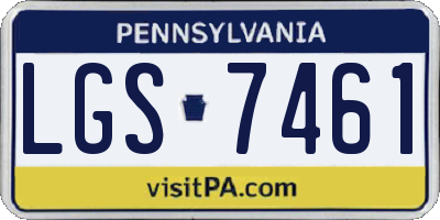 PA license plate LGS7461