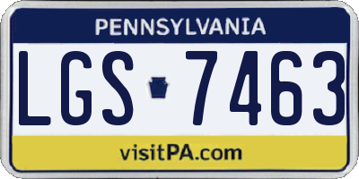PA license plate LGS7463