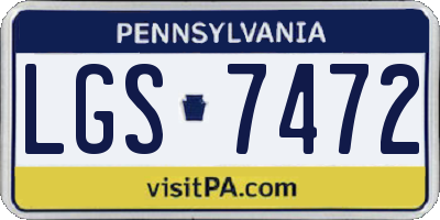 PA license plate LGS7472