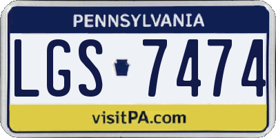 PA license plate LGS7474