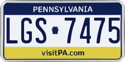 PA license plate LGS7475