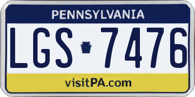 PA license plate LGS7476