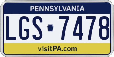 PA license plate LGS7478
