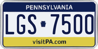 PA license plate LGS7500