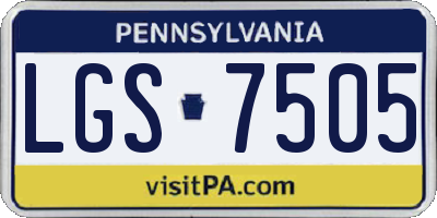 PA license plate LGS7505