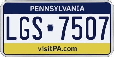 PA license plate LGS7507