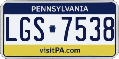 PA license plate LGS7538