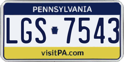 PA license plate LGS7543
