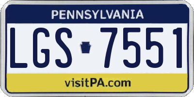PA license plate LGS7551