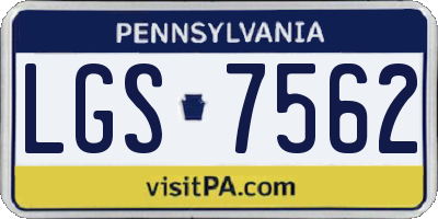 PA license plate LGS7562