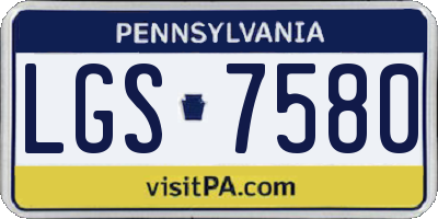 PA license plate LGS7580