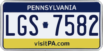 PA license plate LGS7582