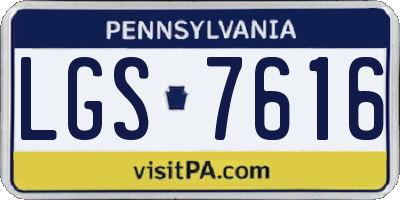PA license plate LGS7616