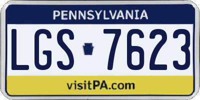 PA license plate LGS7623