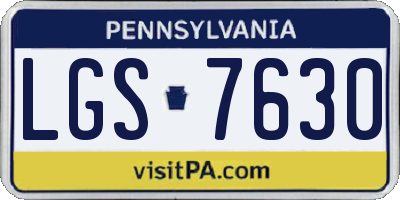 PA license plate LGS7630