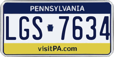 PA license plate LGS7634