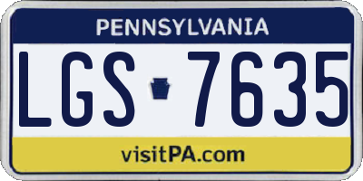 PA license plate LGS7635