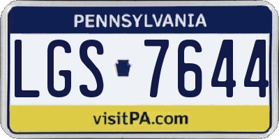 PA license plate LGS7644