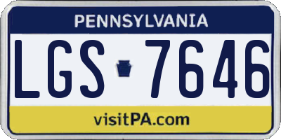 PA license plate LGS7646