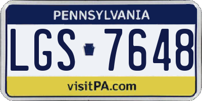PA license plate LGS7648