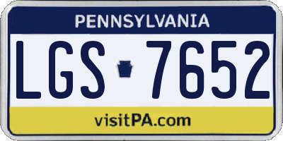 PA license plate LGS7652