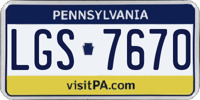 PA license plate LGS7670