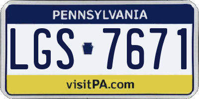 PA license plate LGS7671
