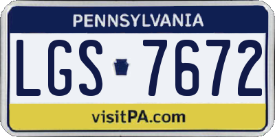 PA license plate LGS7672