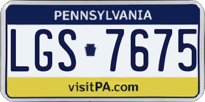 PA license plate LGS7675