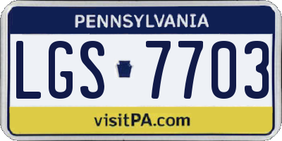 PA license plate LGS7703