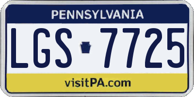 PA license plate LGS7725