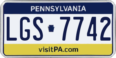 PA license plate LGS7742