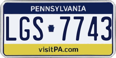 PA license plate LGS7743