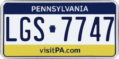 PA license plate LGS7747