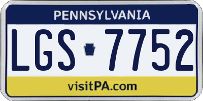 PA license plate LGS7752