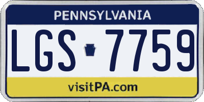 PA license plate LGS7759