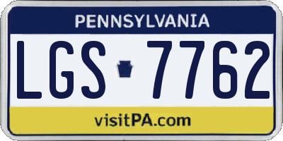 PA license plate LGS7762