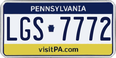 PA license plate LGS7772